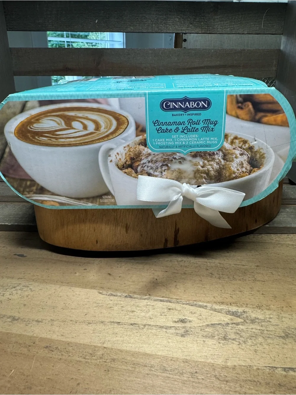 Cinnabon Cinnamon Roll Mug Cake & Latte Mix Gift Set -  2 Mint Green Mugs